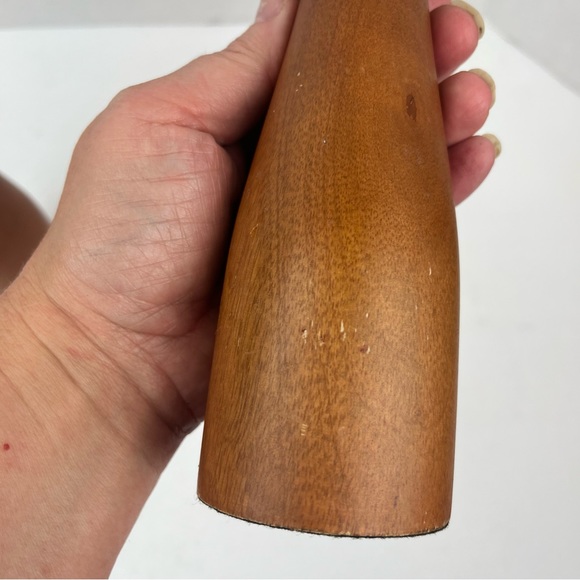 MCM style teak wood 10” pillar candlestick set(2) - Picture 11 of 11